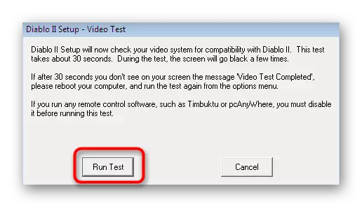 Oznámenie s metodikou testovania grafiky na riešenie problémov s spustením Diablo 2 v systéme Windows 7