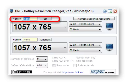 Velg hurtigtaster for å endre innstillingene i HotKey Resolution-vekslerprogrammet