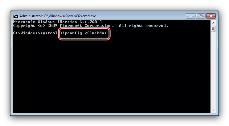 Ketik printah kanggo ngresiki cache DNS ing Windows 7