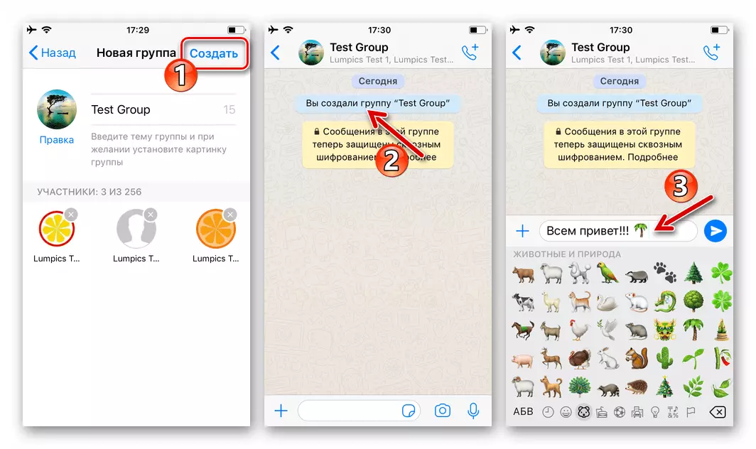 WhatsApp voor iPhone-voltooiing van het proces van het maken van een groep in Messenger
