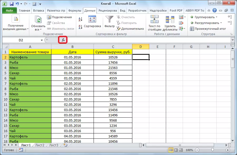 Prechod na funkcie v programe Microsoft Excel