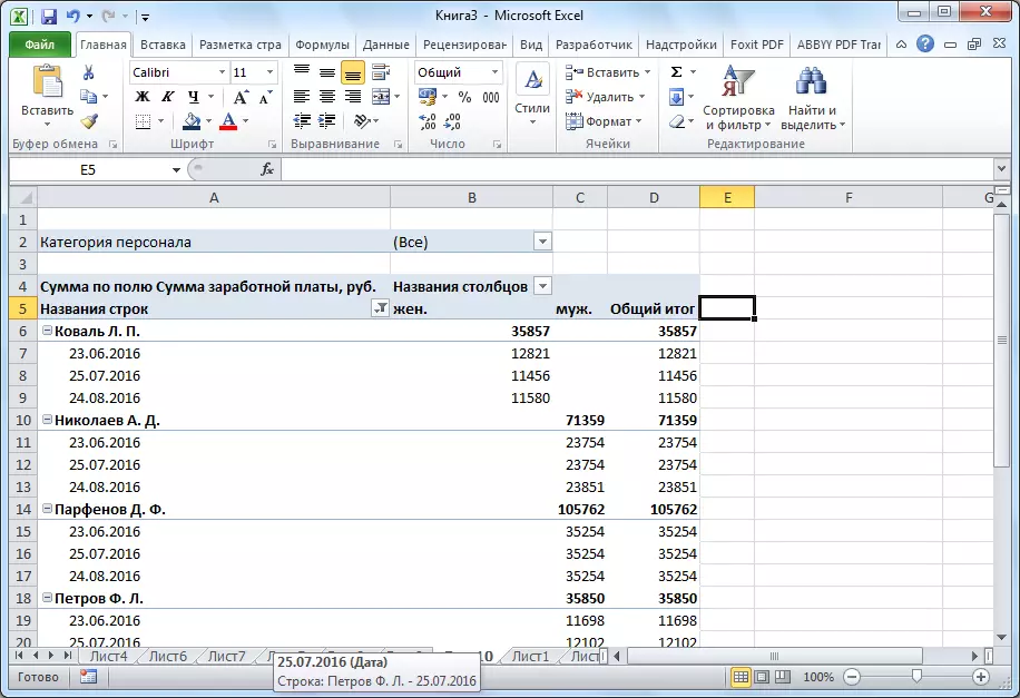 Ændring af typen af ​​pivotbord i Microsoft Excel