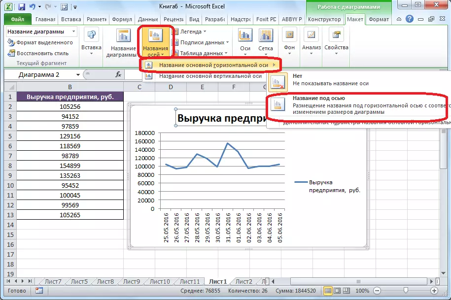 Microsoft Excel'de Yatay Eksen Adı Oluşturma