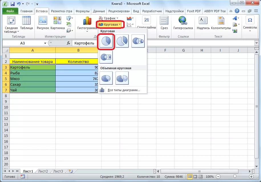 สร้างแผนภูมิวงกลมใน Microsoft Excel