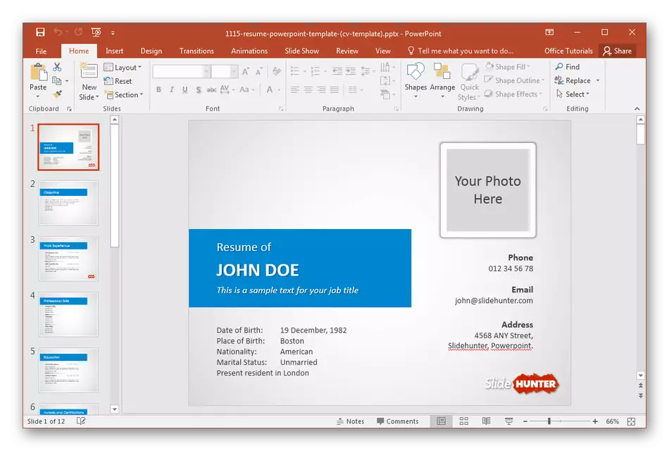 Usando o programa de Microsoft PowerPoint para crear un currículo
