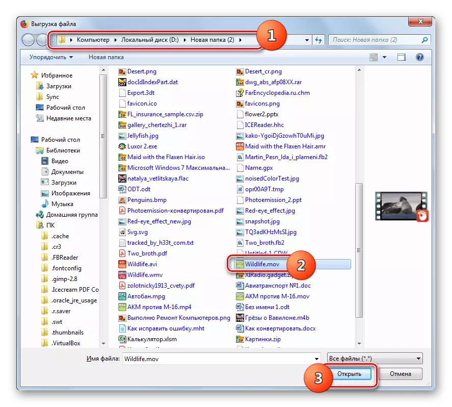 Le choix d'une vidéo pour le service CLIDEO dans la fenêtre ouverte dans le navigateur Web Mozilla Firefox