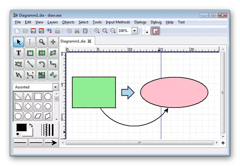 การใช้โปรแกรม DIA Diagram Editor เพื่อสร้างกราฟ