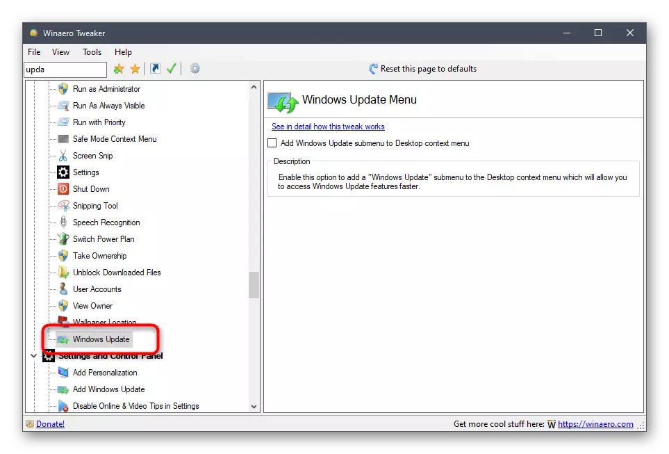Uzante la programon Winaero Tweaker por ĝisdatigi Windows 10