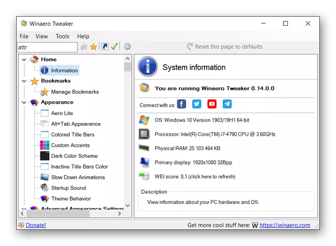 Paggamit sa WinAero Tweaker Program aron ma-configure ang Windows 10