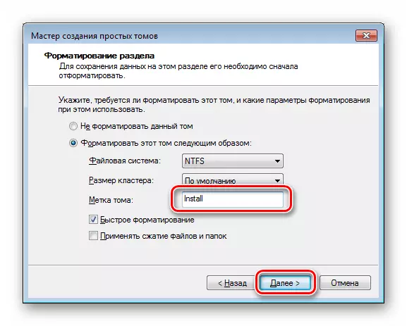 Asignación de una etiqueta al crear un volumen simple en Windows 7