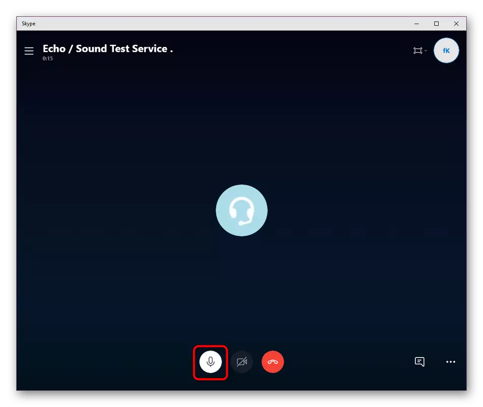 Turning on the microphone during test call in Skype