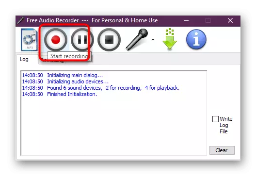 Старт на запис от микрофон в Free Audio Recorder
