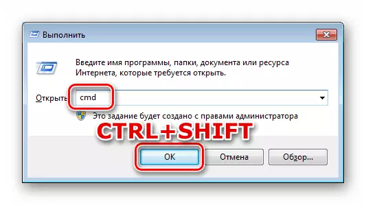 Eseguire una riga di comando dal menu Esegui per conto dell'amministratore in Windows 7