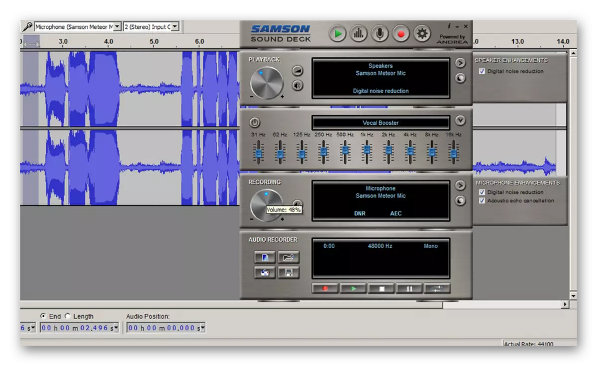 Օգտագործելով Samson Sound Deck ծրագիրը `խոսափողի աղմուկը ճնշելու համար