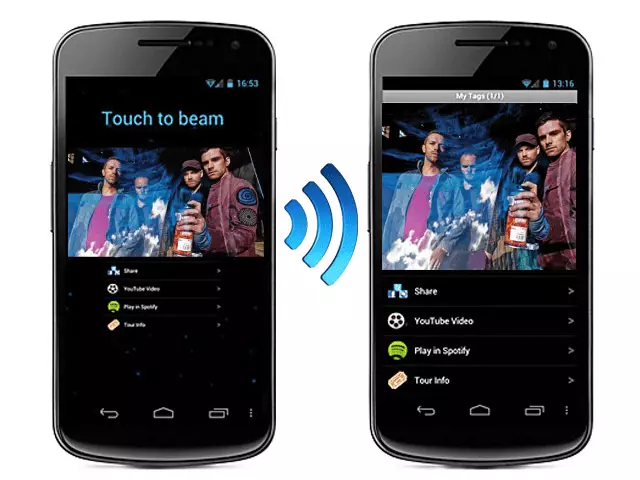 ინფორმაციული გადაცემის მაგალითი Android Beam- ის გამოყენებით