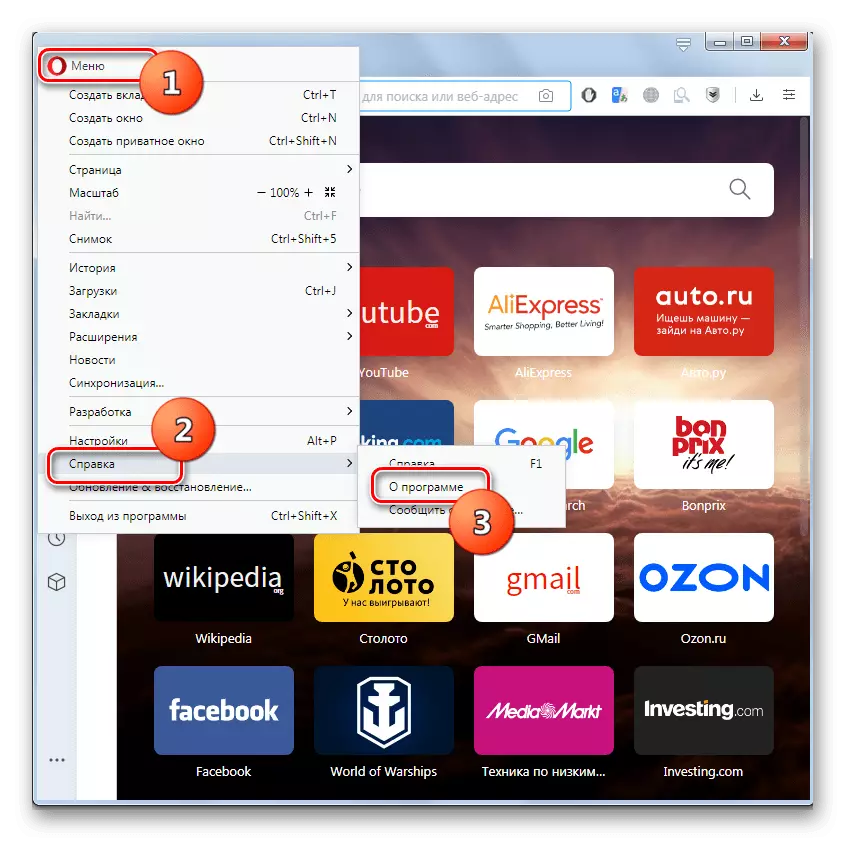 Ga naar het gedeelte Programma via het Opera Browser-menu