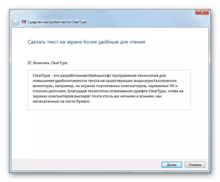 Vendosja e zbutjes së fonteve në ekran në panelin e kontrollit në Windows 7