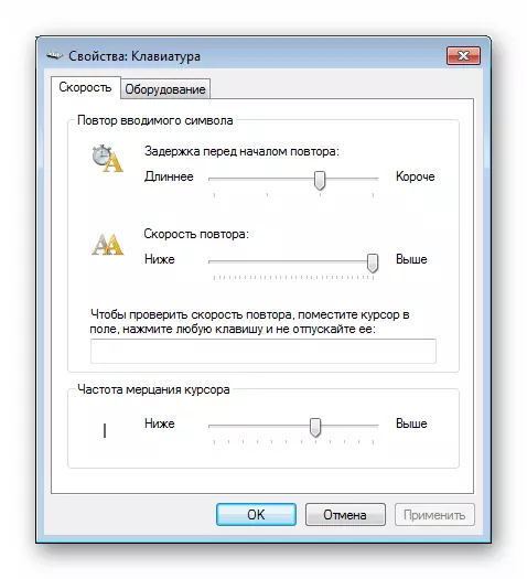 Windows 7'de klavye ayarlarının ayarları