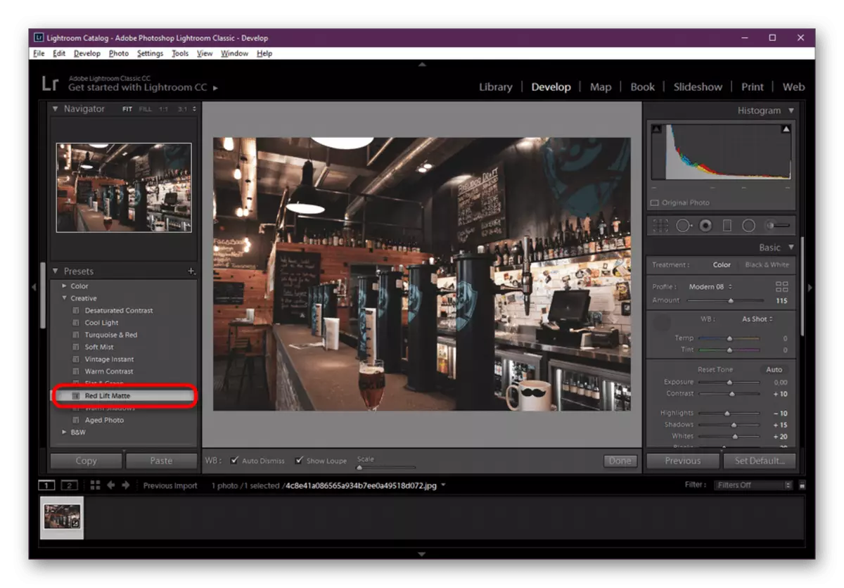 Toepassing van presets voor fotoverwerking in Adobe Lightroom