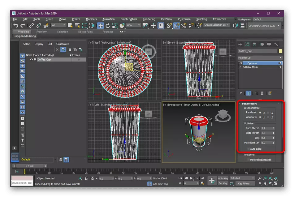 További optimalis módosító beállítások a 3DS max