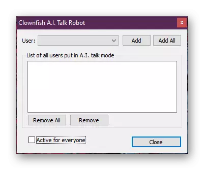Activering van Chat Bota voor automatische communicatie in het Clownvis-programma