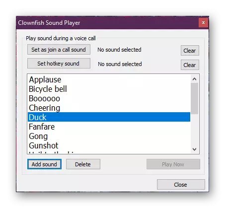 Wybór dźwięków do wysyłania podczas komunikacji głosowej w Clownfish