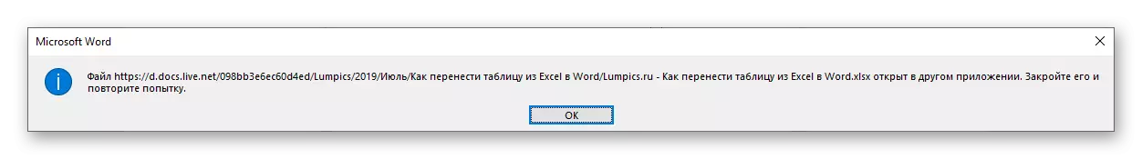 Notificação de um possível erro ao inserir uma tabela no Microsoft Word