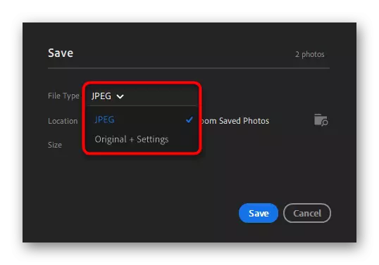 Wybór zdjęć Zapisz format w programie Adobe Lightroom