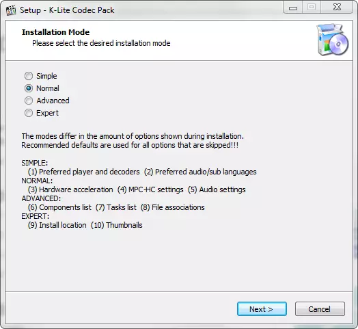 Windows Media Player 2-de kodeksler
