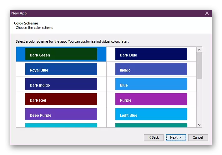 Вибір основного кольору оформлення додатка в Scripture App Builder