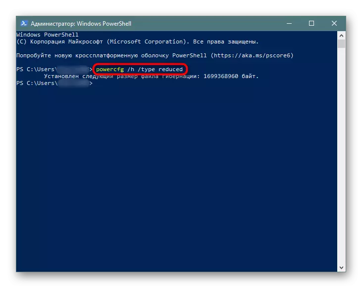 Snížení souboru hibernace přes PowerShell v systému Windows 10