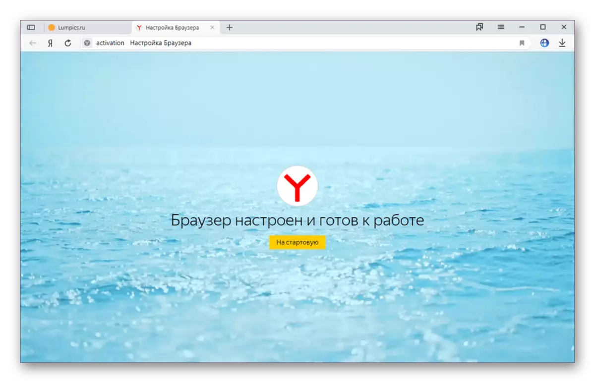 ইনস্টলেশনের পরে Yandex.Bauser পূর্ব-কনফিগারেশন সম্পন্ন