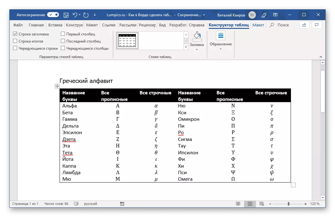 Експрес табела создадена од дефиниција додадена на Microsoft Word
