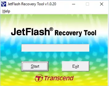 Exteriorul programului JetFlash Recovery Tool