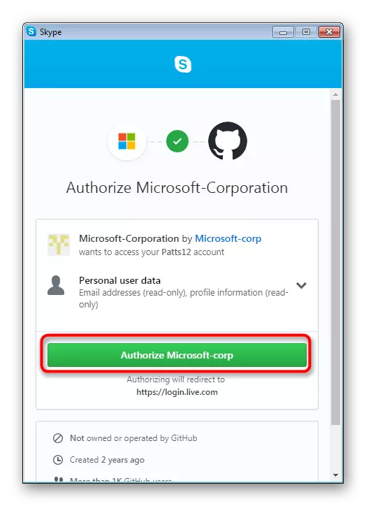 Bestätigung der Kontobindung an Skype