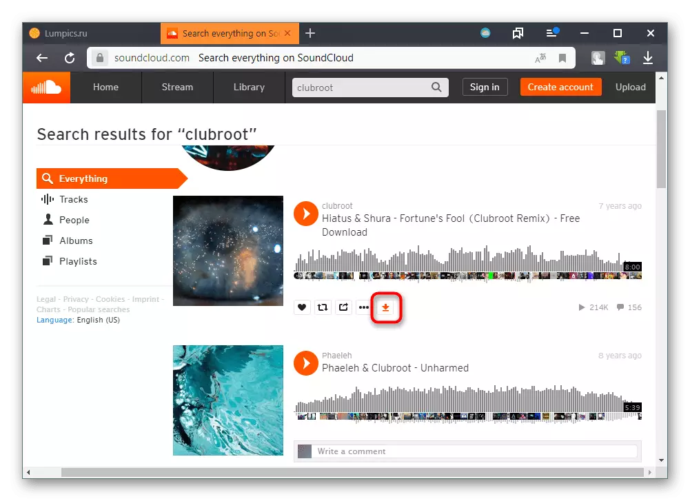 Yandex.browser ನಲ್ಲಿ SaveFram.net ಮೂಲಕ SoundCloud ಜೊತೆ ಸಂಗೀತ ಡೌನ್ಲೋಡ್ ಮಾಡಿ