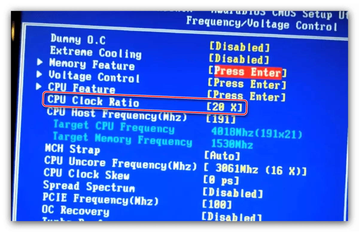 Процессорду толуктоо үчүн Foenix BIOS менен жыштык мультипликаторун коюңуз