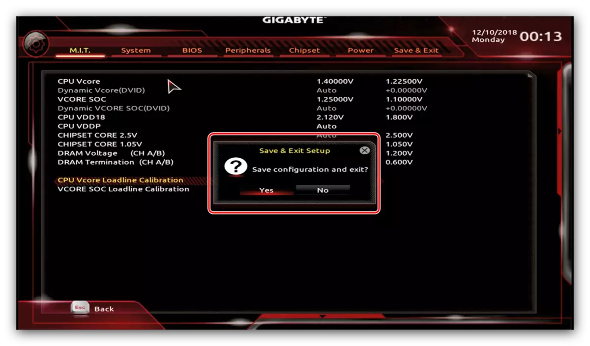 İşlemciyi hızlandırmak için Gigabyte BIOS parametrelerini çıkın ve kaydedin.