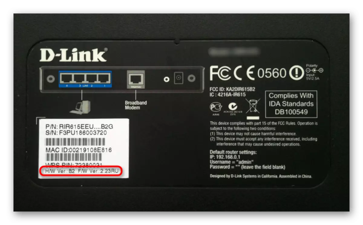 Nápis na revizi D-Link Dir-100 router na nálepce