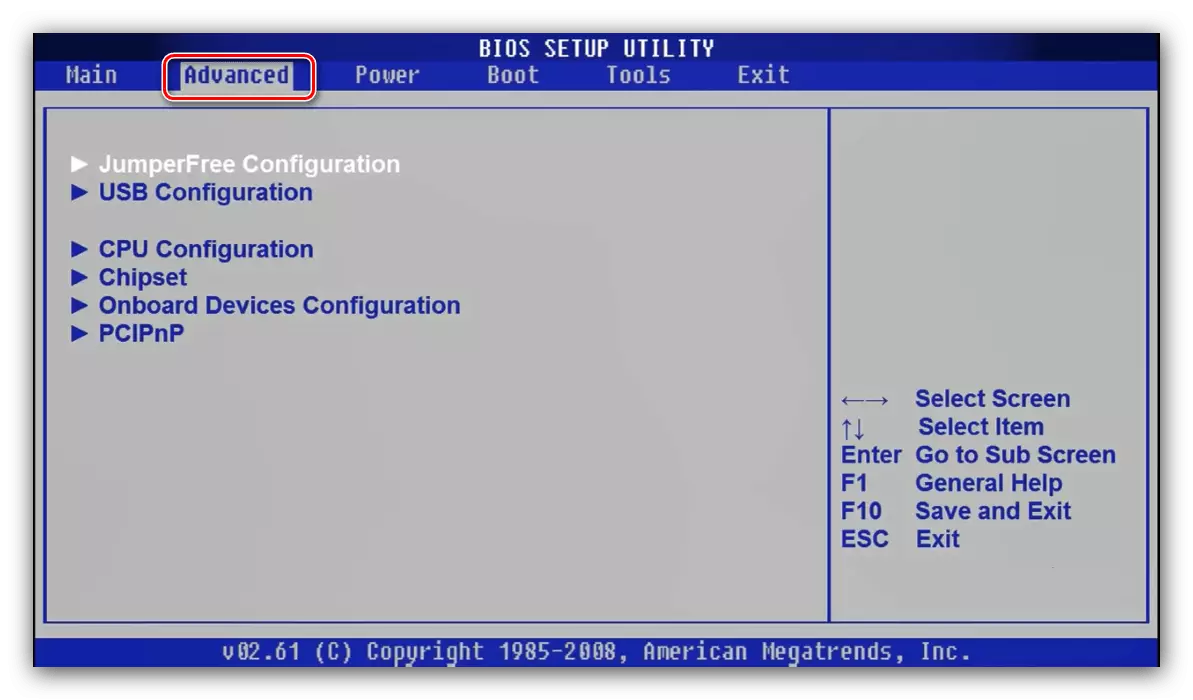 Mở tab Nâng cao trong BIOS AMI để điều chỉnh tần số RAM