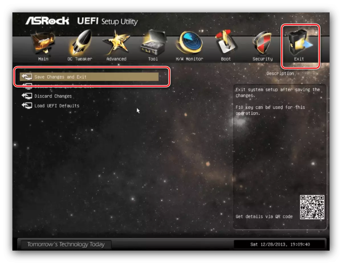 Saving settings in ASRock UEFI to install a disk as the main carrier