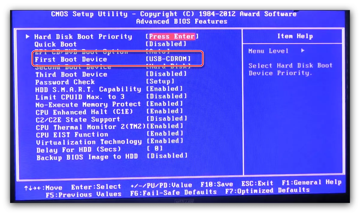AWARD BIOS Load List to install a disk as the main carrier