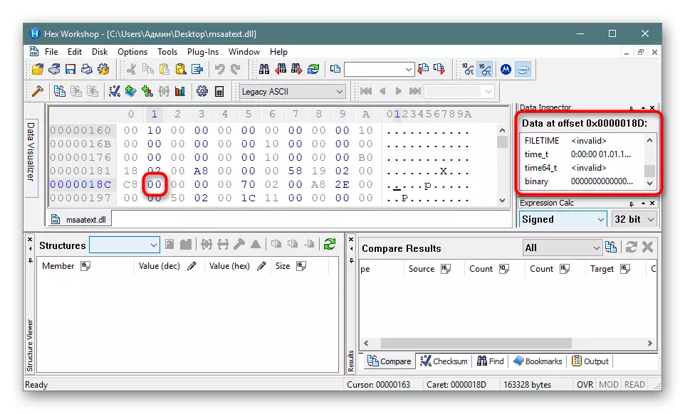 Visualizza le informazioni del codice sorgente separato nel programma Hex Workshop