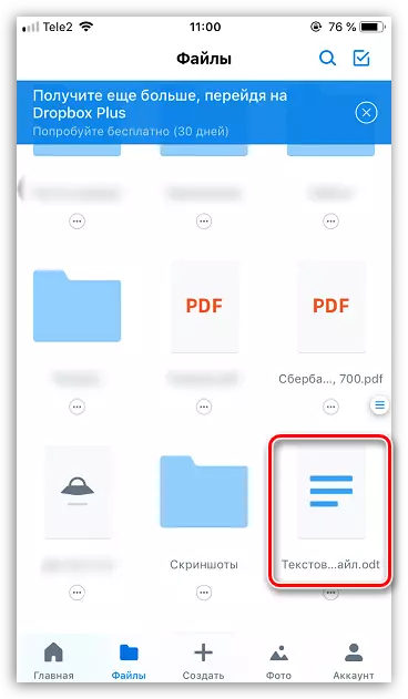 Visa filer i dropboxen på iPhone