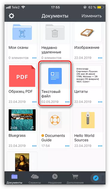 Ver ficheiro en documentos en iPhone