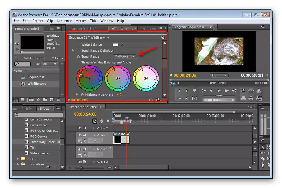 Thi hành hiệu chỉnh màu sắc trong chương trình Adobe Premiere Pro