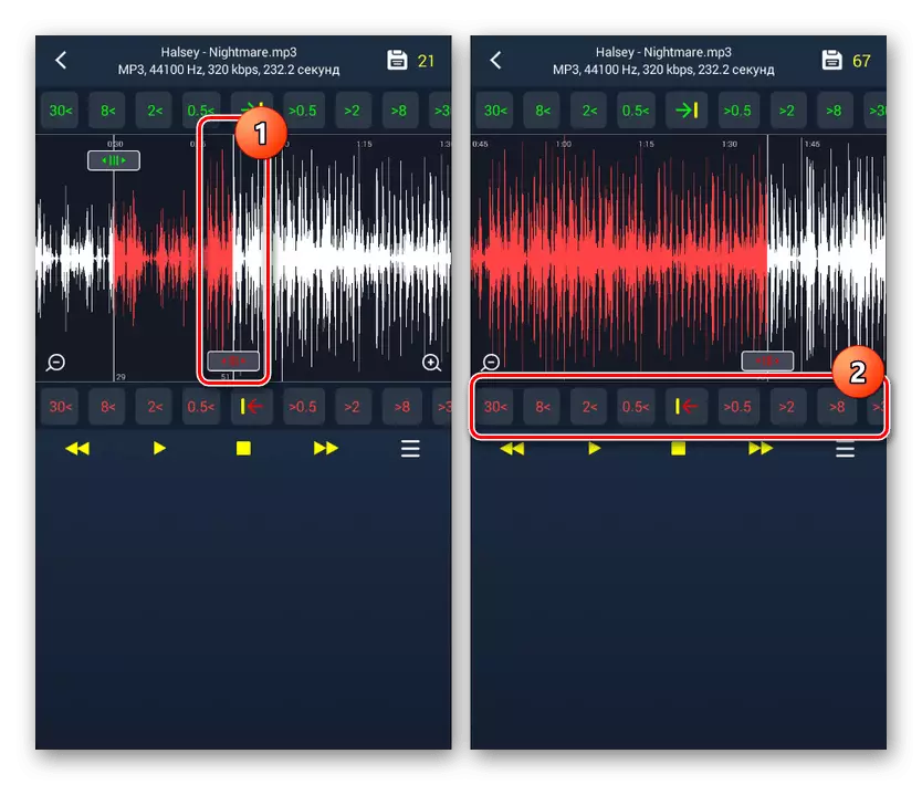 Cambiando el final de la música en los tonos de llamada cortados en Android