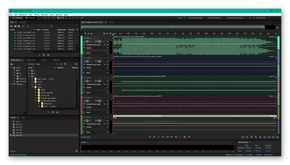 Program for creating music on the computer Adobe Audition