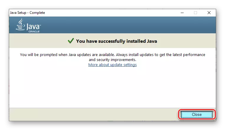 Завршување на Java инсталацијата за пребарување на возачот Nvidia Geforce 610 видео картичка во Internet Explorer