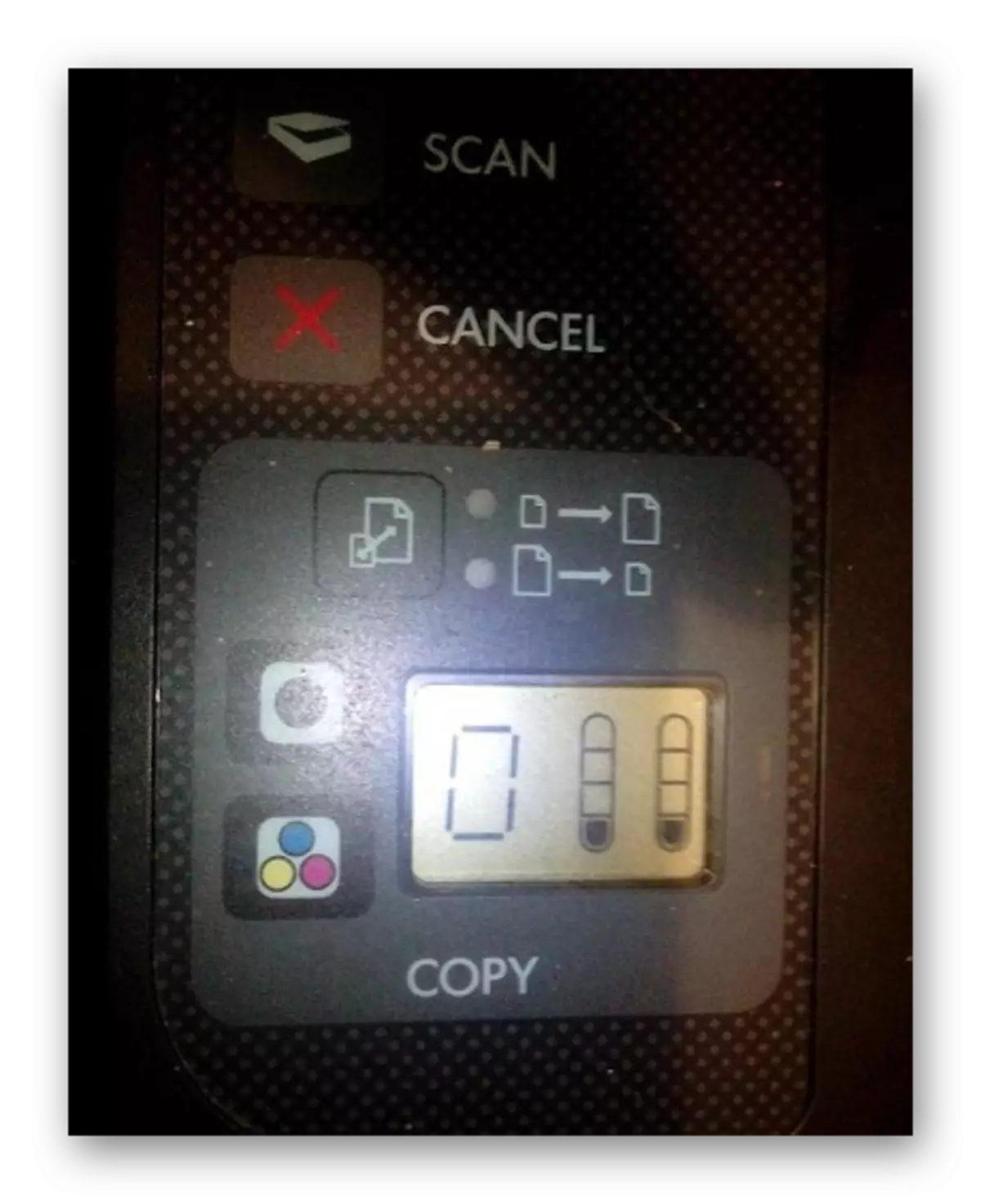 Uitgangsinformatie op de indicator bij het controleren van de verf in de printer